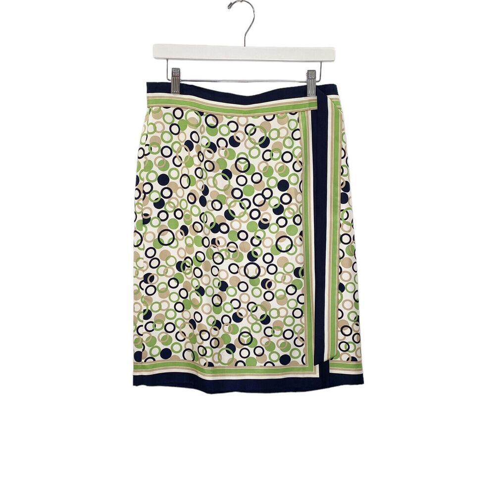 Talbots Skirt Women Size 8 Silk Lined Blue/Green/Beige Y2K Wrap Abstract Pattern - Picture 3 of 12